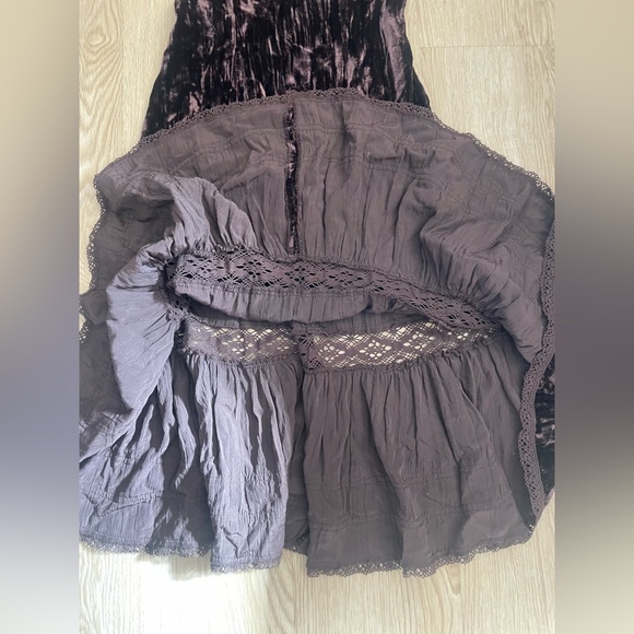Brown Velour Midi Dress XS S Whimsigoth Lagenlook Fairycore - Picture 13 of 16
